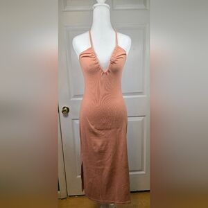 Roxy Halter Neck Ribbed Knit Midi Dress | Size XS/S